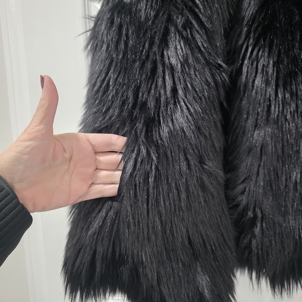 Abercrombie & Fitch Faux Fur Open Front Vest Black Size XS - Picture 4 of 11